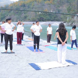 Yoga Group Class at Ganga Ghat Yoga Group Class at Ganga Ghat